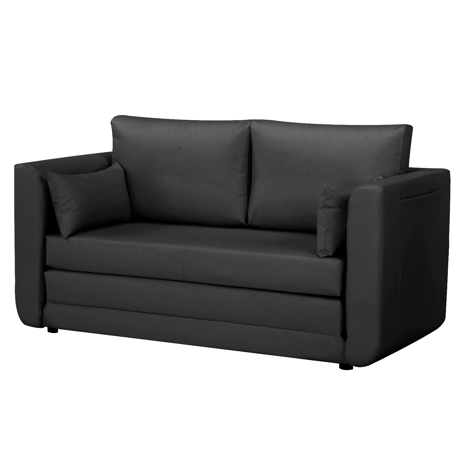 Barker Sofabed with Pockets (Black Faux Leather) Furniture Source