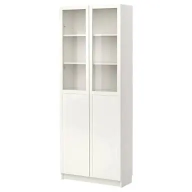 Billy Oxberg Tall Wide Half Panel Glass, Billy Bookcase With Panel Glass Doors White