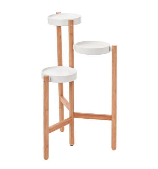 Scandi Wooden Plant Stand (Bamboo - White)