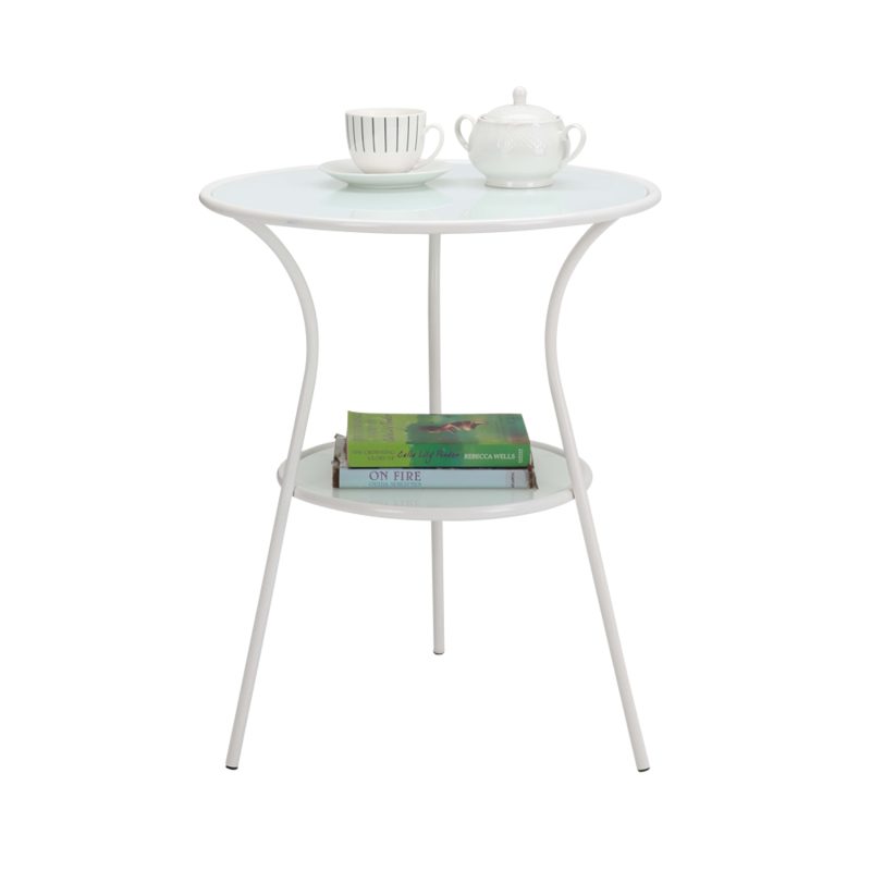 Guste Glass Side Table (White) Furniture Source Philippines