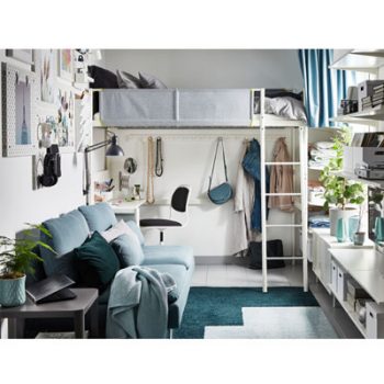 loft bed with desk on top