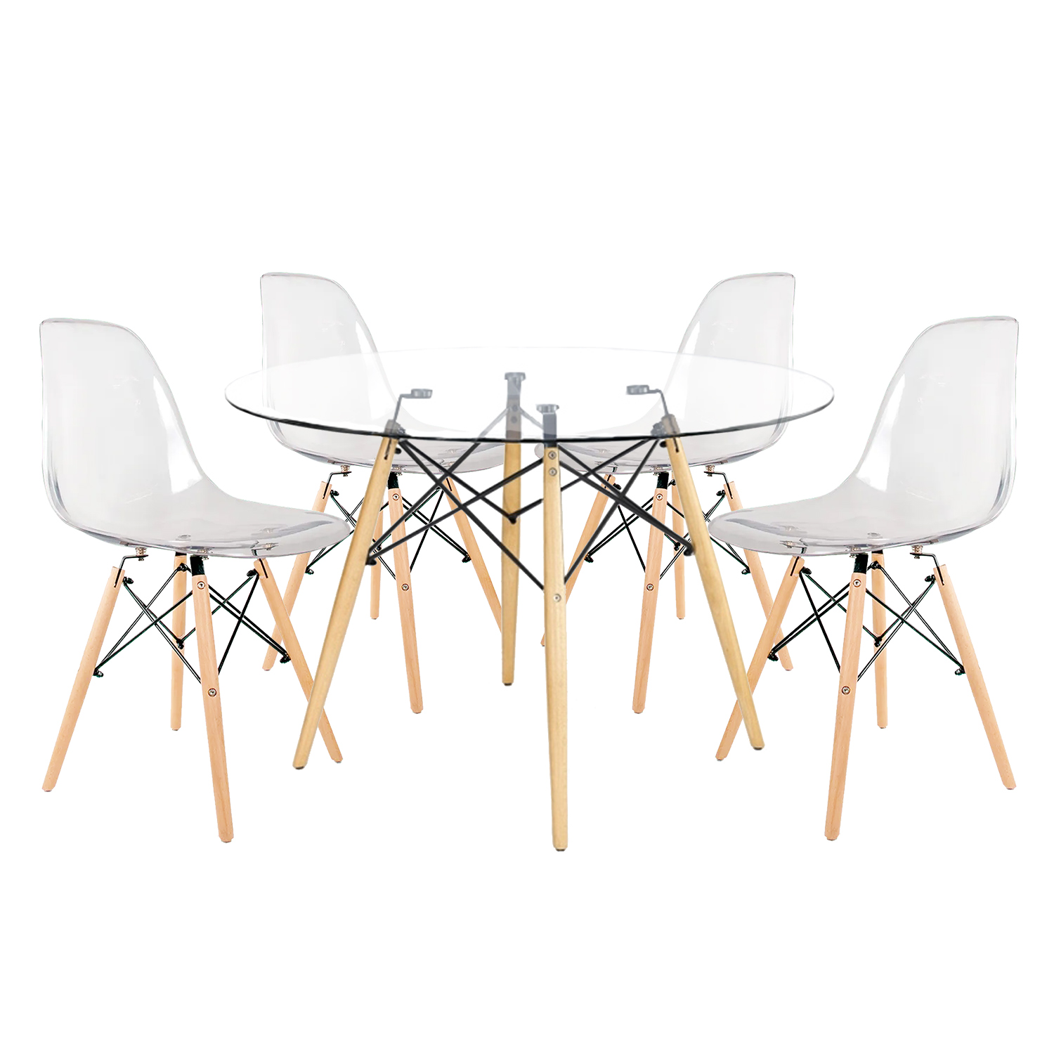 Barnes Doily Round Dining Set 120cm (Clear) - Furniture Source Philippines