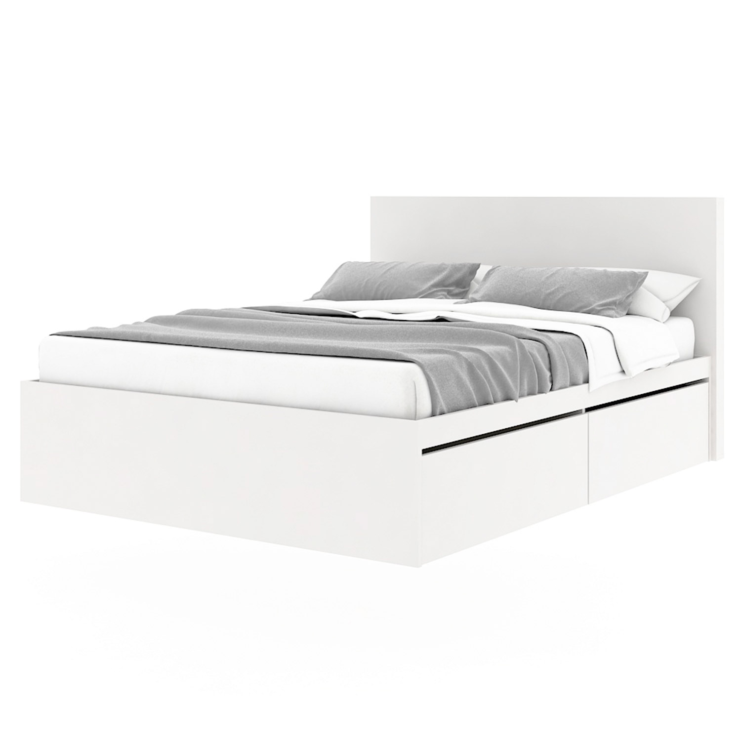 Extreme Bed with Headboard and Drawers White (Queen) Furniture Source