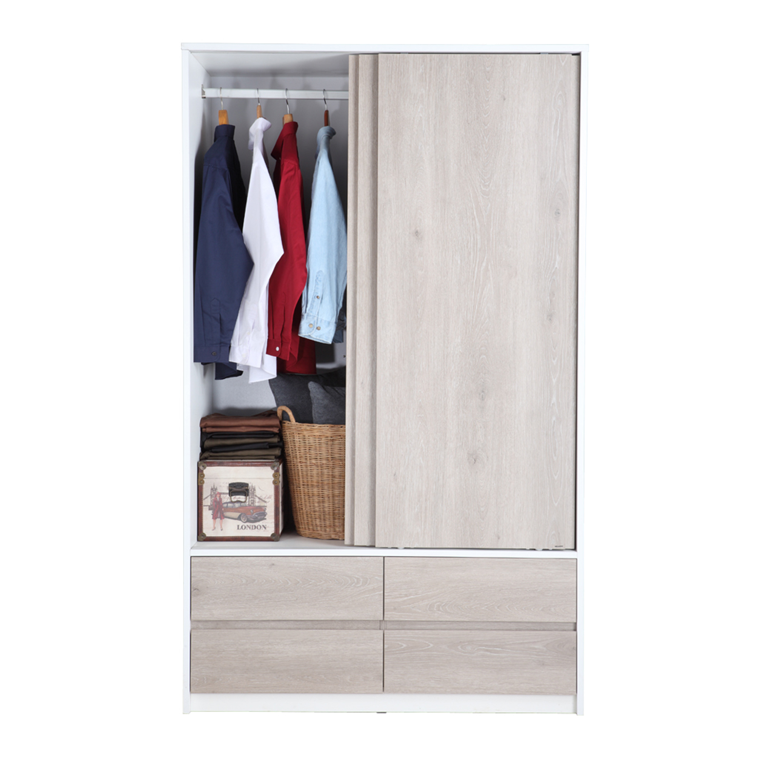 Banetto Sliding Wardrobe 120cm (White) - Furniture Source Philippines
