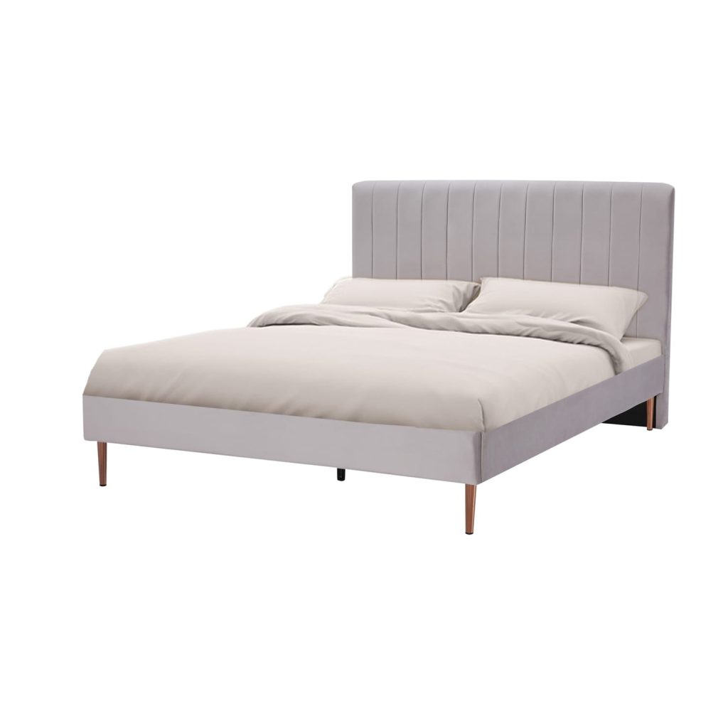 Gupee Velvet Gold Bed Queen (Light Gray) Furniture Source Philippines