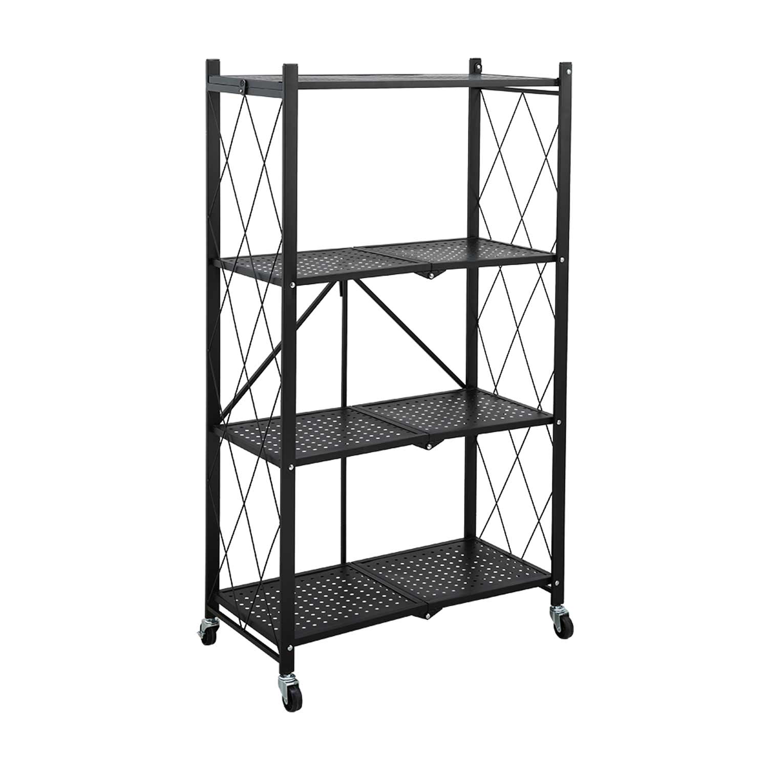 Speed 4-Tier Foldable Shelf with Wheels (Black) - Display