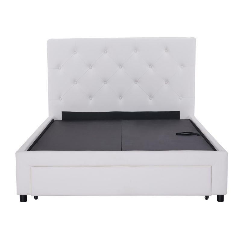 Tuffy Storage Bed Double (White Faux Leather) - Furniture Source ...