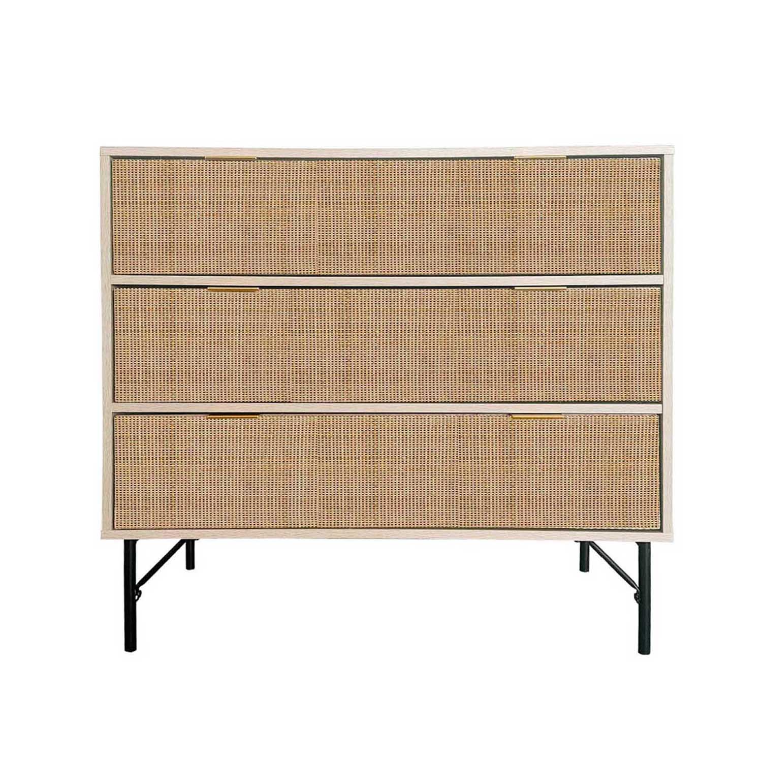 Rattan Mesh Chest of 3 Drawers (Natural)