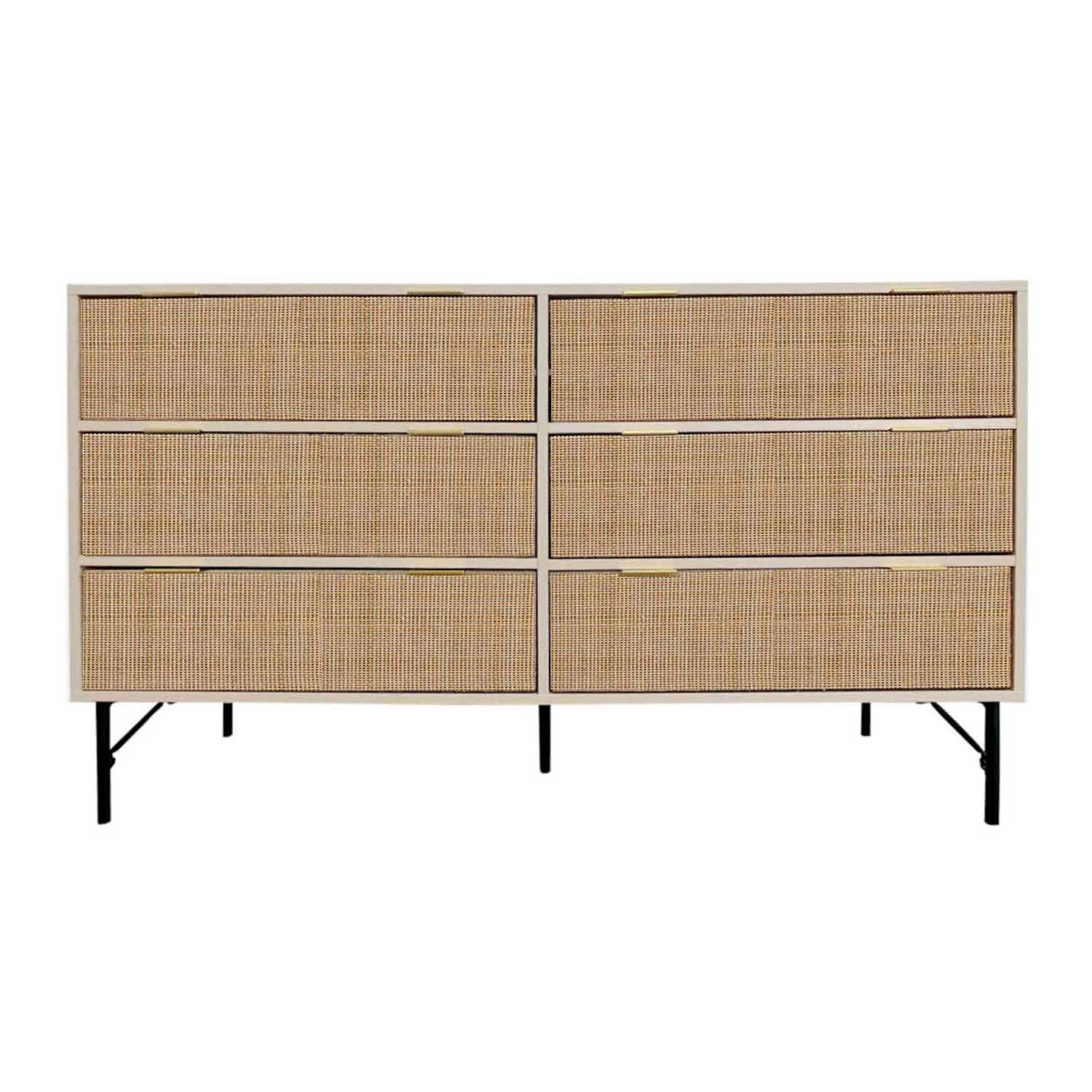 Rattan Mesh Chest of 6 Drawers (Natural)