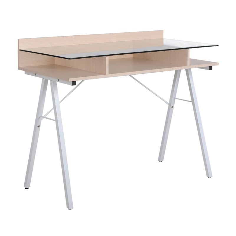 Sheene Glass Office Desk 100cm (Light Oak) Furniture Source Philippines
