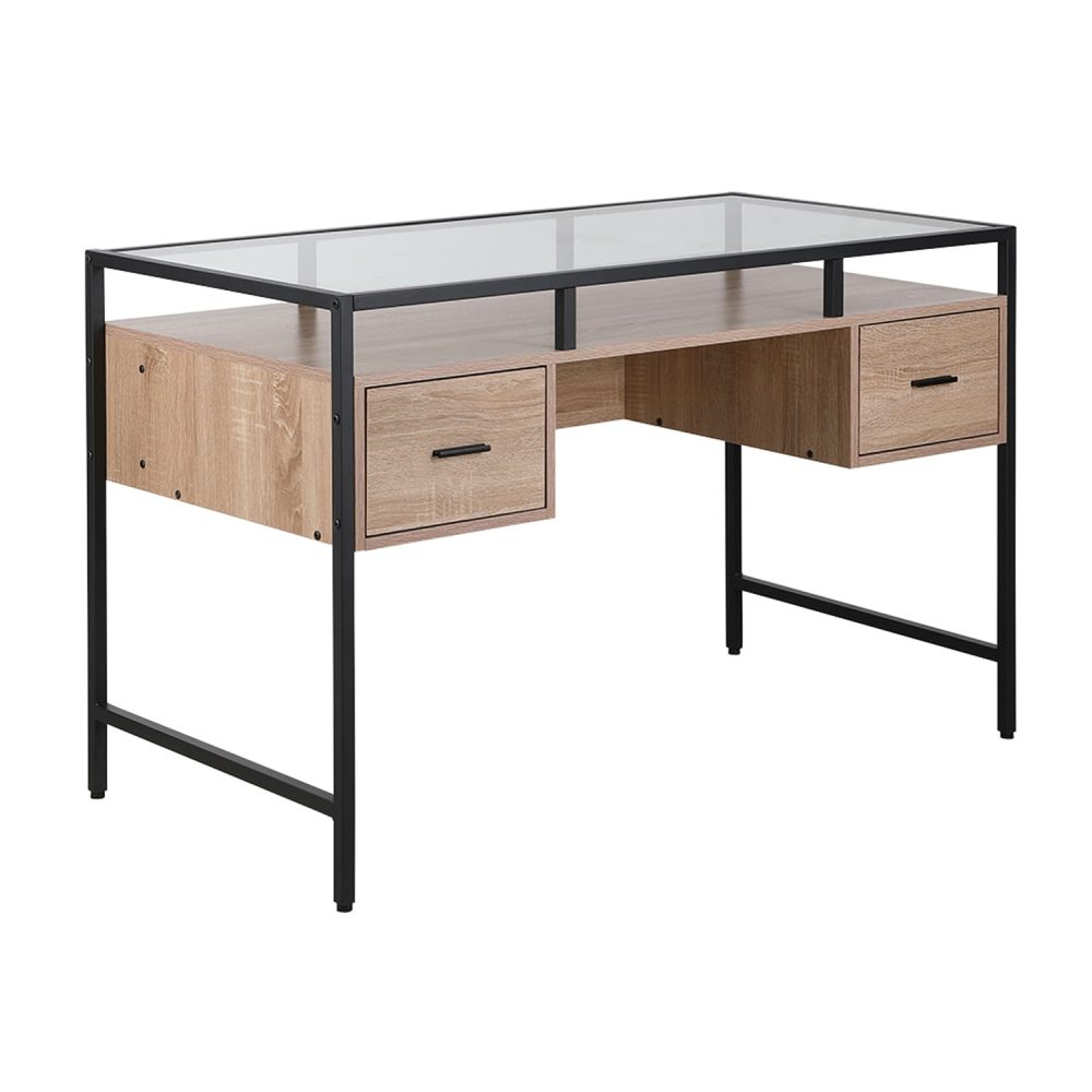 Shine Glass Office Desk 120cm (NaturalOak) Furniture Source Philippines