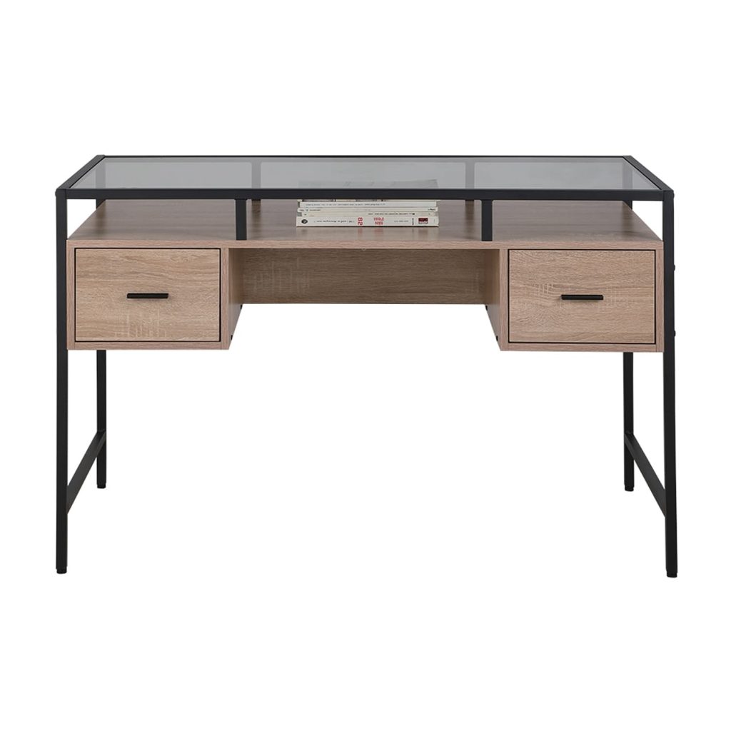 Shine Glass Office Desk 120cm (NaturalOak) Furniture Source Philippines