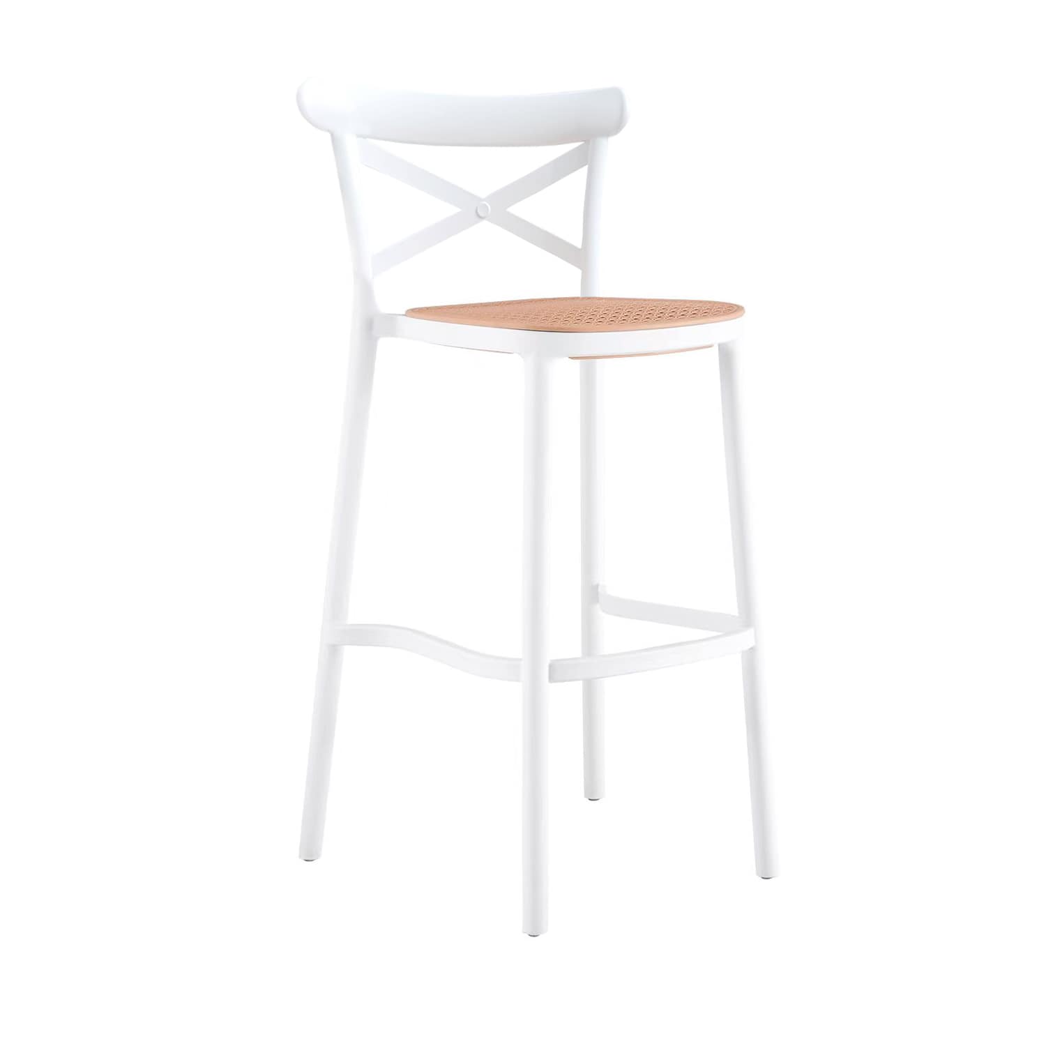English Rattan Bar Chair 75cm (WhiteNatural) Furniture Source