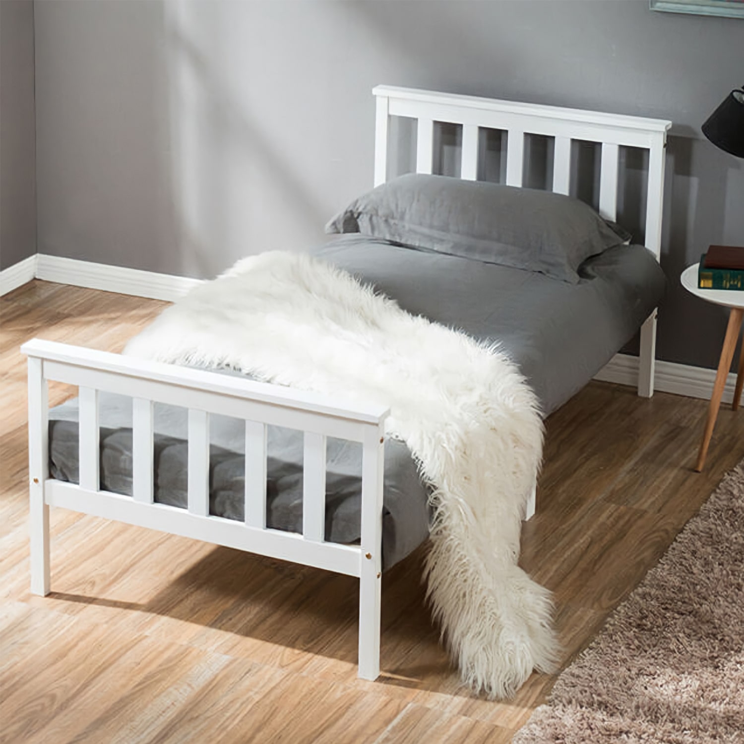 Harper Bed Frame Single with 4inch Mattress (White) Furniture Source
