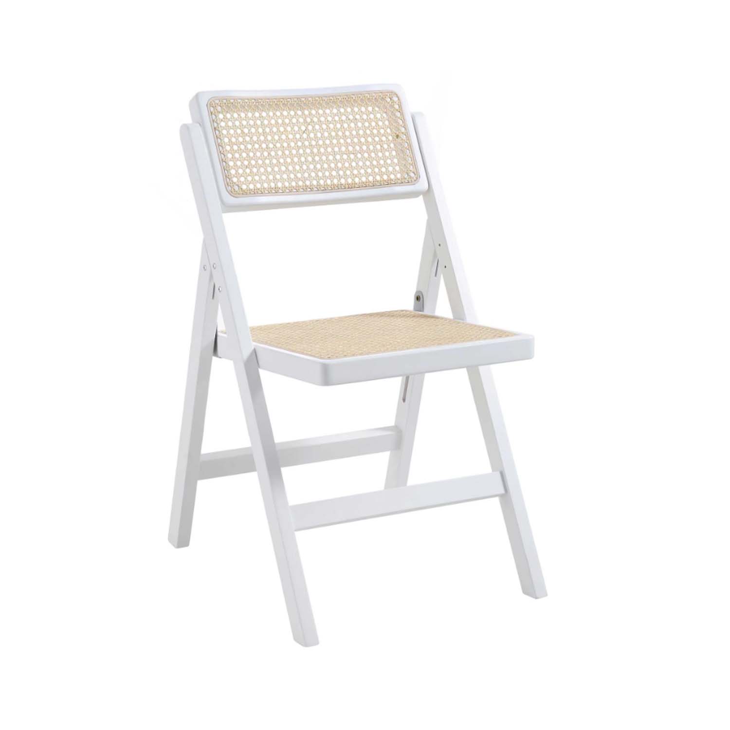 Chessee Rattan Folding Chair (White-Natural)
