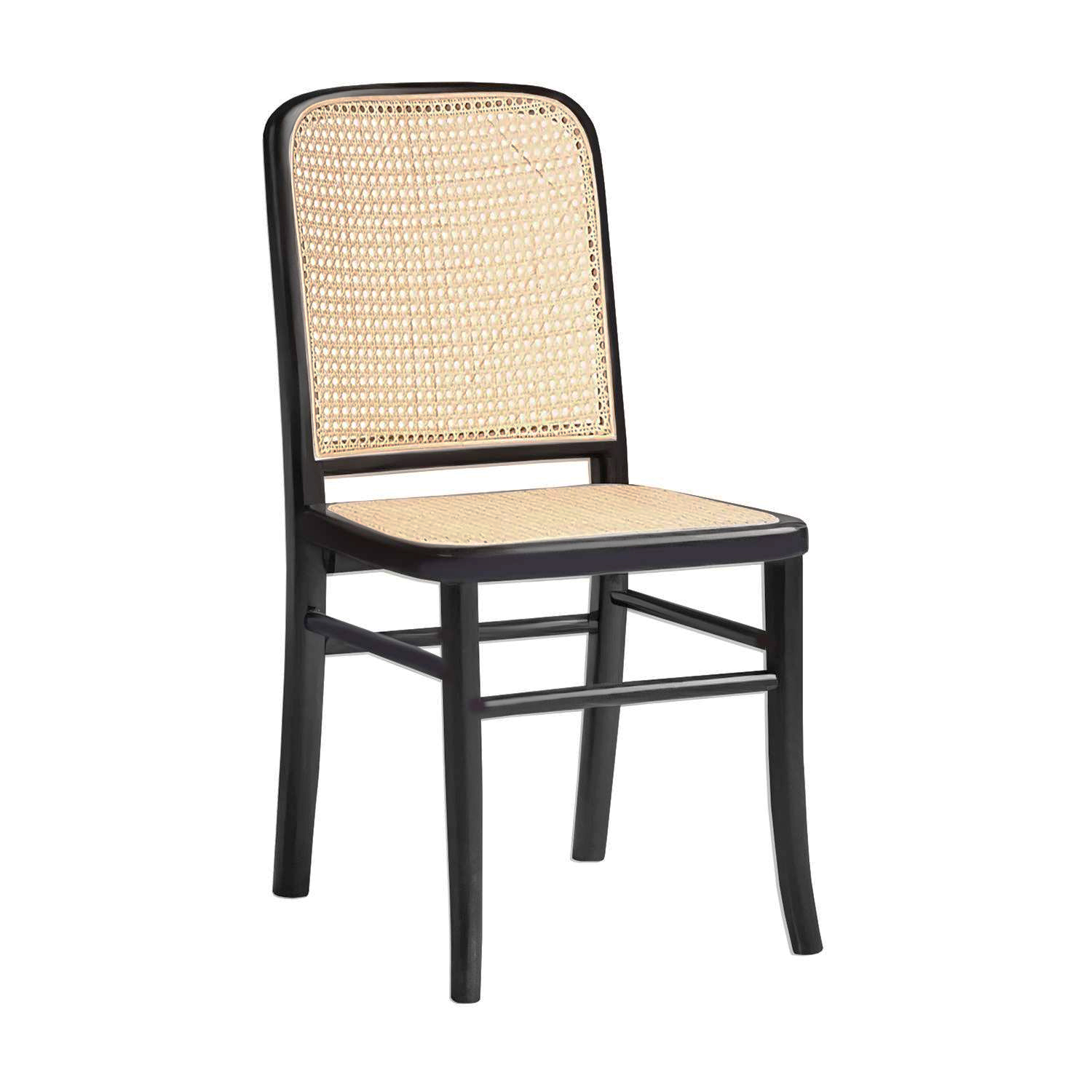 Chardan Rattan Side Chair (Black-Natural) - Display