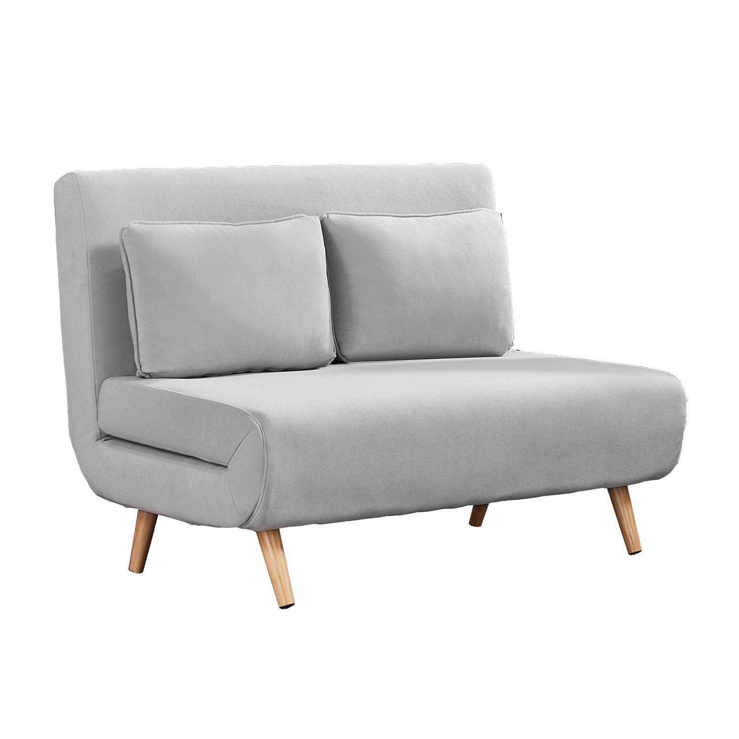 Millie Wood 2Seater Sofabed (Light Gray Fabric) Furniture Source