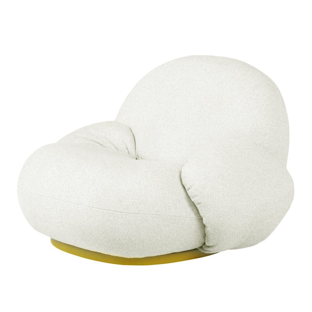 Pochi Swivel Lounge Chair with Armrest (White) Furniture Source