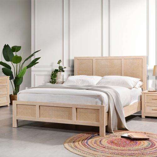 Chorre Rattan Single Bed (White Powder Glaze) Furniture Source