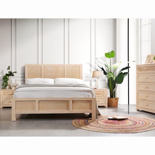 Chorre Rattan Single Bed (White Powder Glaze) Furniture Source