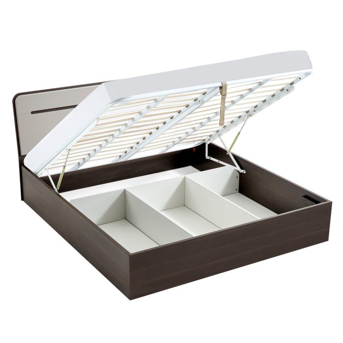 Flomm Ottoman Queen Bed (Dark ChocolateGray) Furniture Source