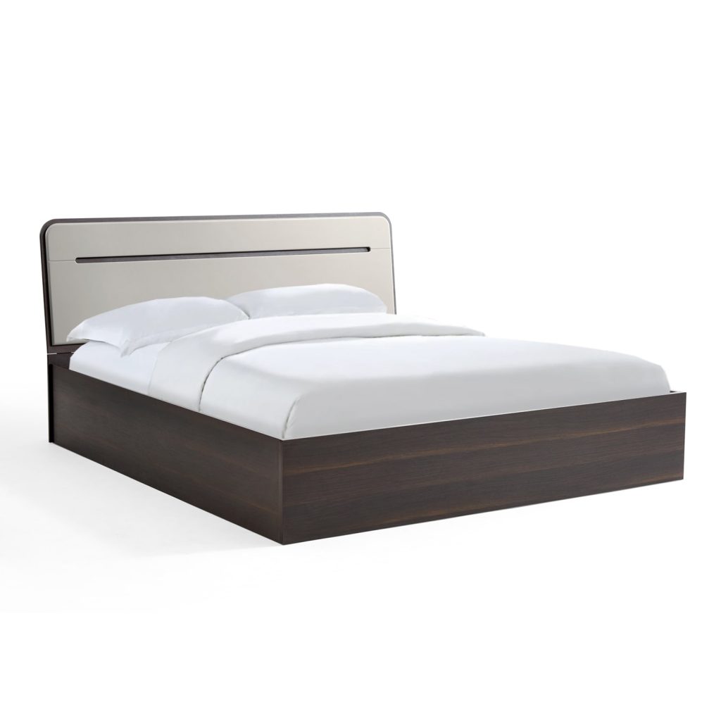 Flomm Ottoman Queen Bed (Dark ChocolateGray) Furniture Source