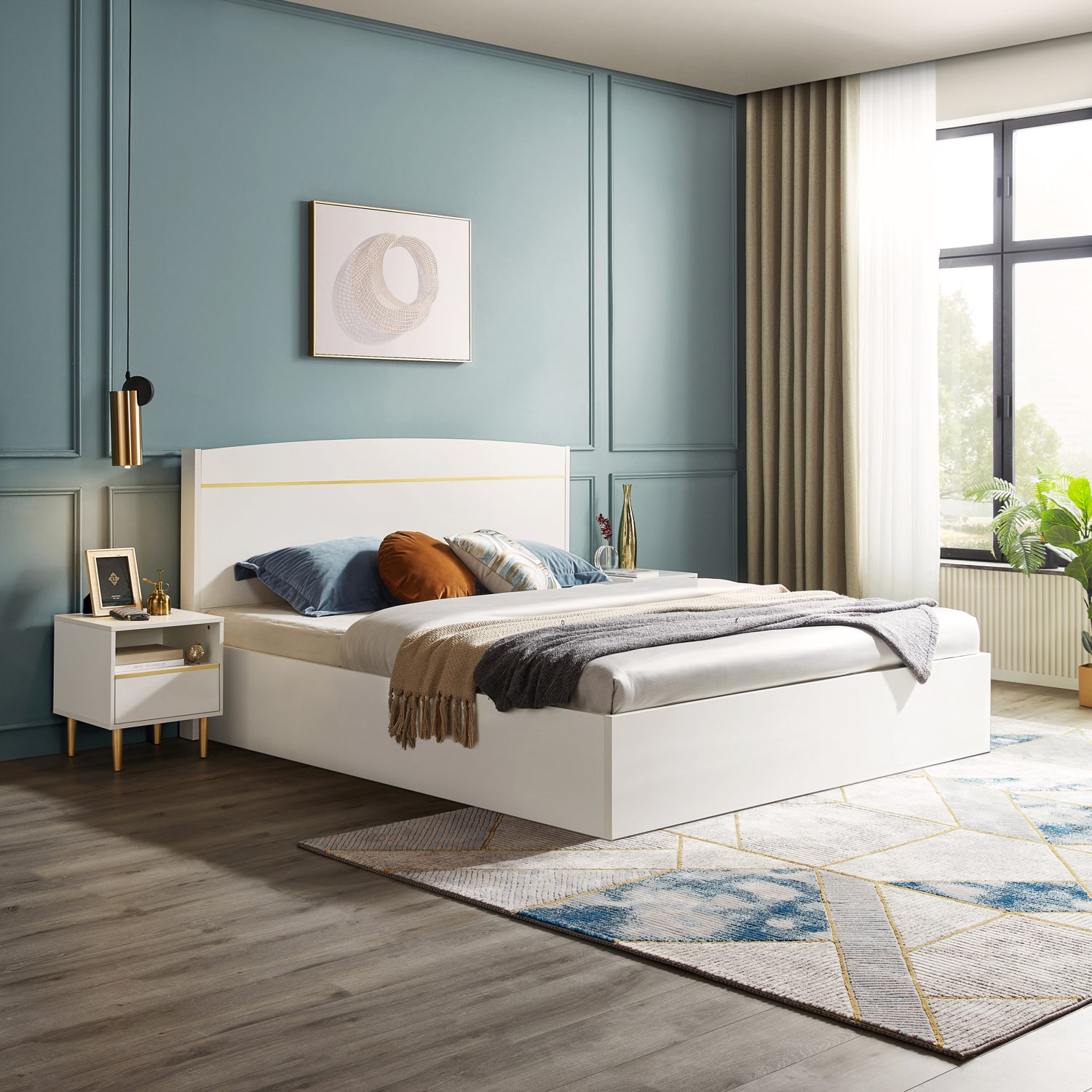 Golie Maldain Ottoman Queen Bed (White) Furniture Source Philippines