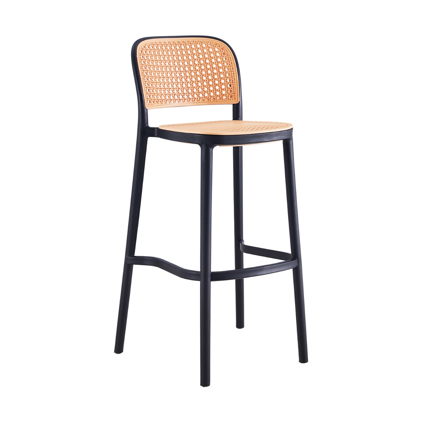 Chanel Rattan Plastic Bar Chair (Black/Natural)