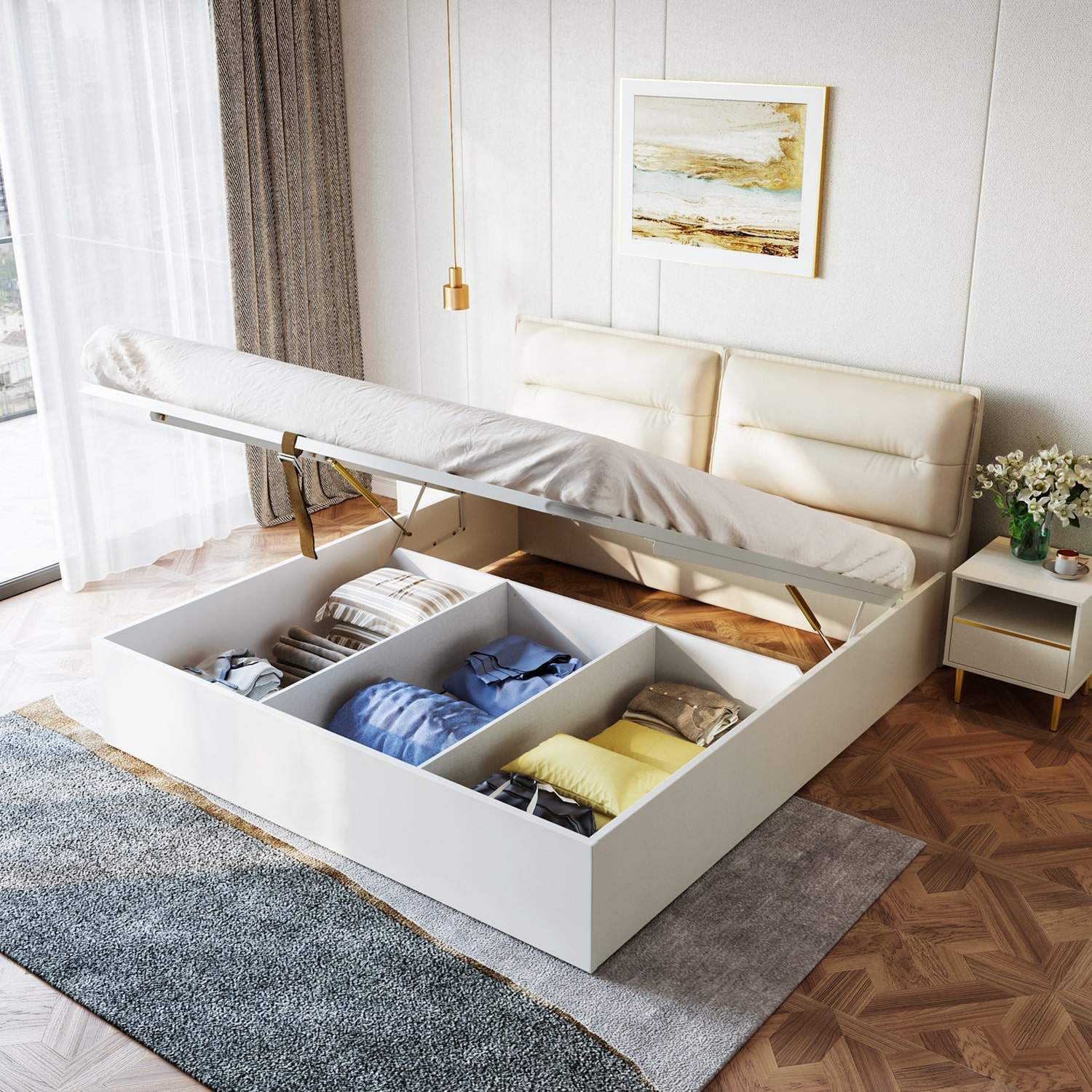 Double Bed With Storage Ottoman