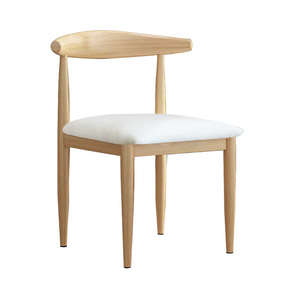 Elbow Chair (Birch-Off White Faux Leather)
