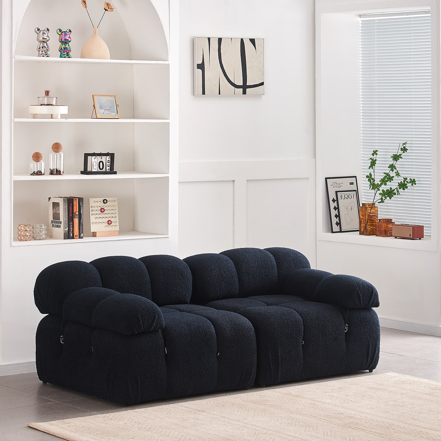 Cloud 2-Seater Sofa with Armrest (Dark Blue)