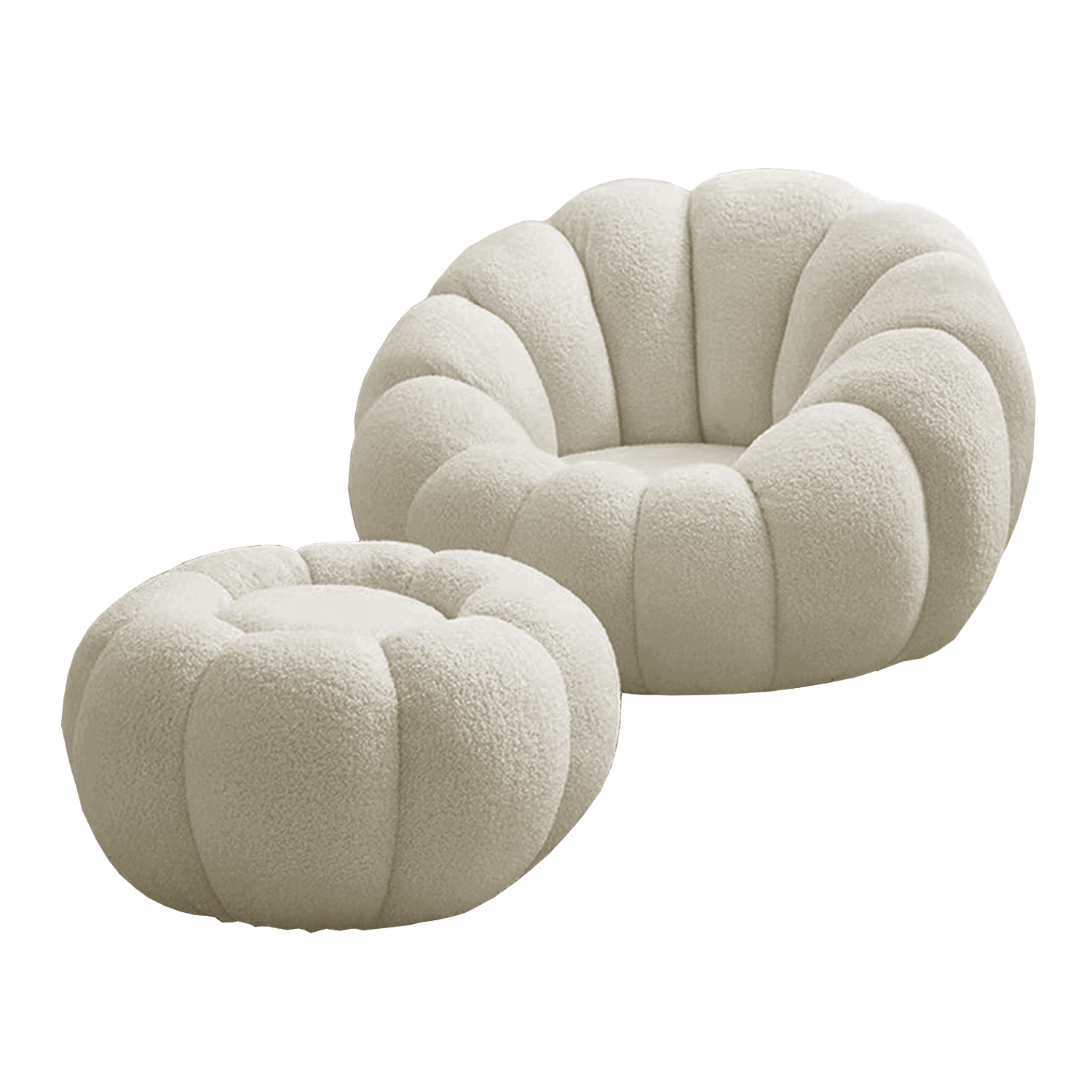 Blomma Lounger Chair with Ottoman (Beige)