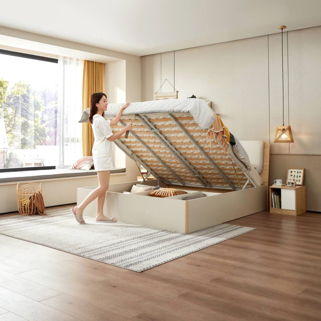 Pillo Wood Ottoman Queen Bed (Beige) Furniture Source Philippines