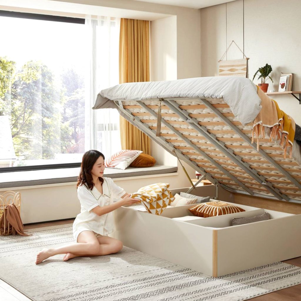 Pillo Wood Ottoman Queen Bed (Beige) Furniture Source Philippines