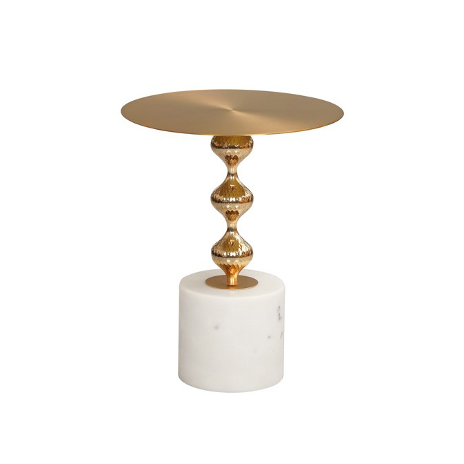 Marbrig Twiss Side Table (Gold- Marble)