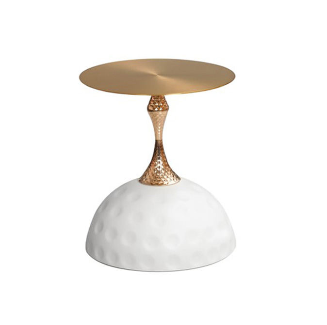Marbrig Round Side Table (Gold- Marble)