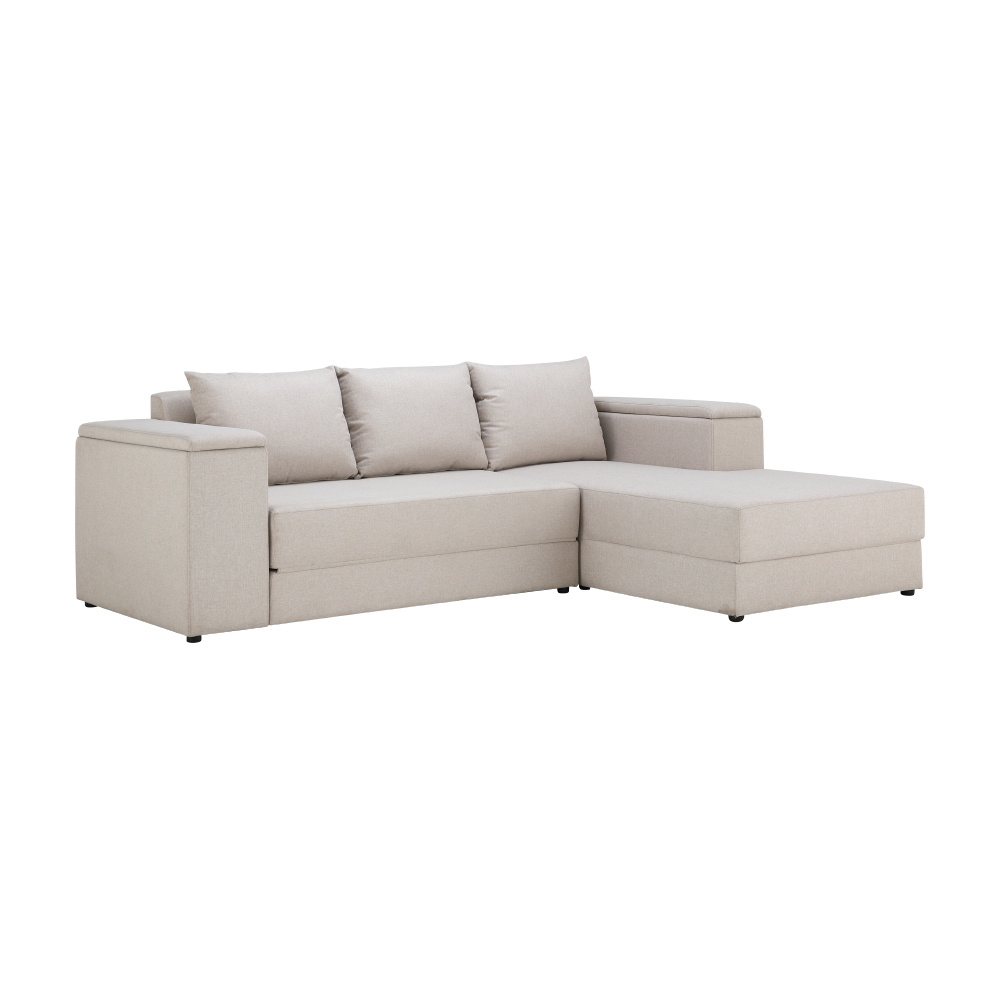Steven Fabric L-Shape Left Sofabed (Light Brown)