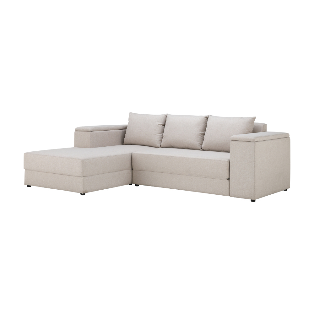 Steven Fabric L-Shape Right Sofabed (Light Brown)