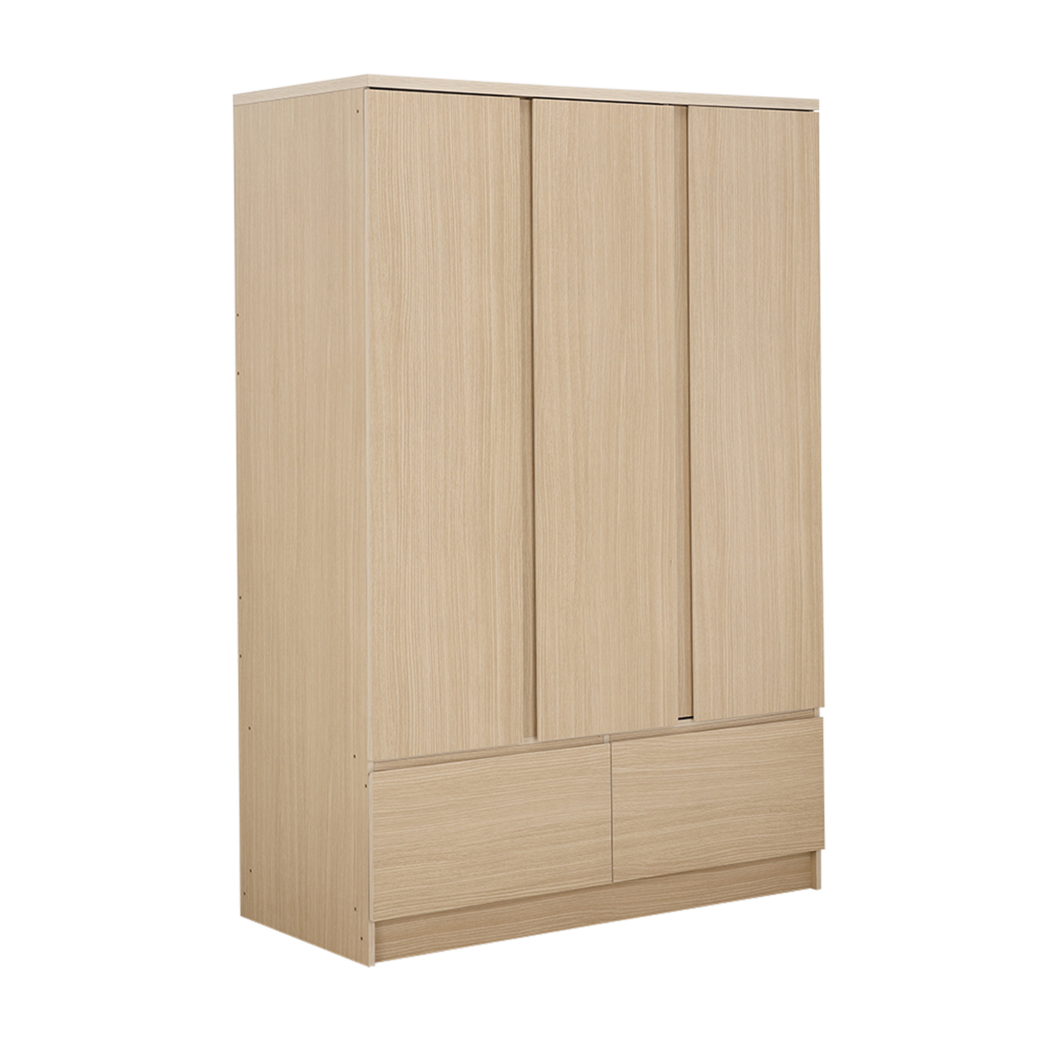 Fash 3-Door Wardrobe with Drawers 120cm (Natural)