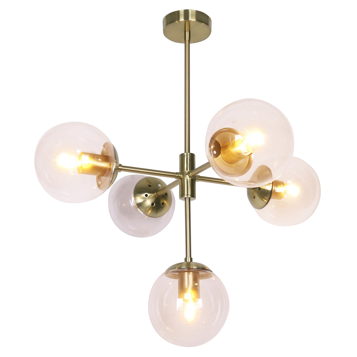 Glone 5-Tier Pendant Lamp (Brass-Clear Glass)