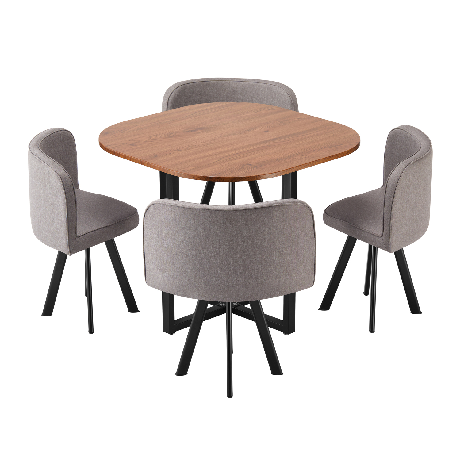 Grains 4-Seater Space Saving Dining Set (Wood-Gray)