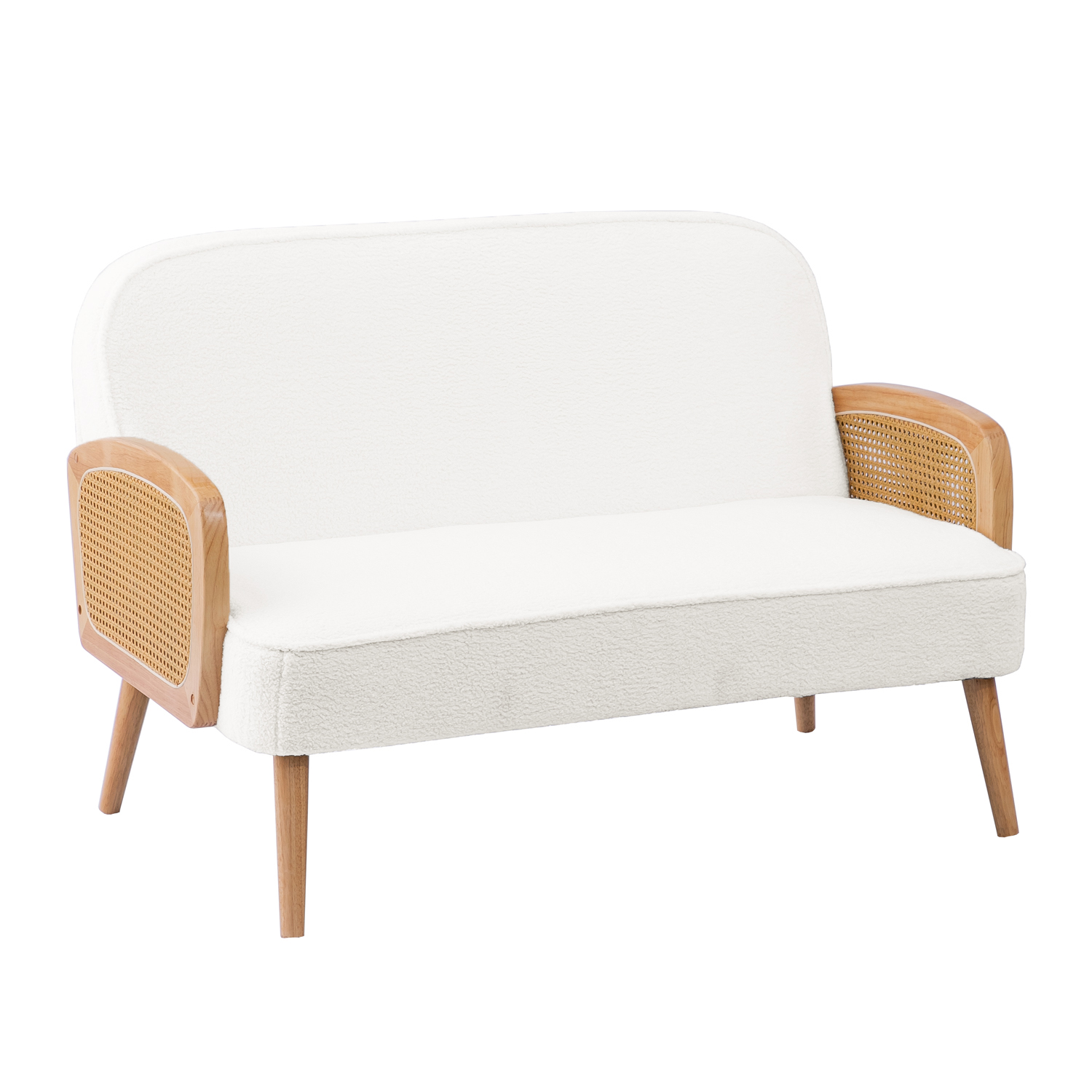 Modern Rattan Curve 2-Seater Sofa (White)