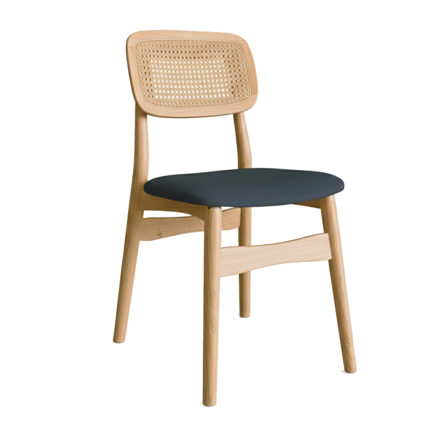 Charbel Rattan Side Chair with Cushion (Natural-Black)
