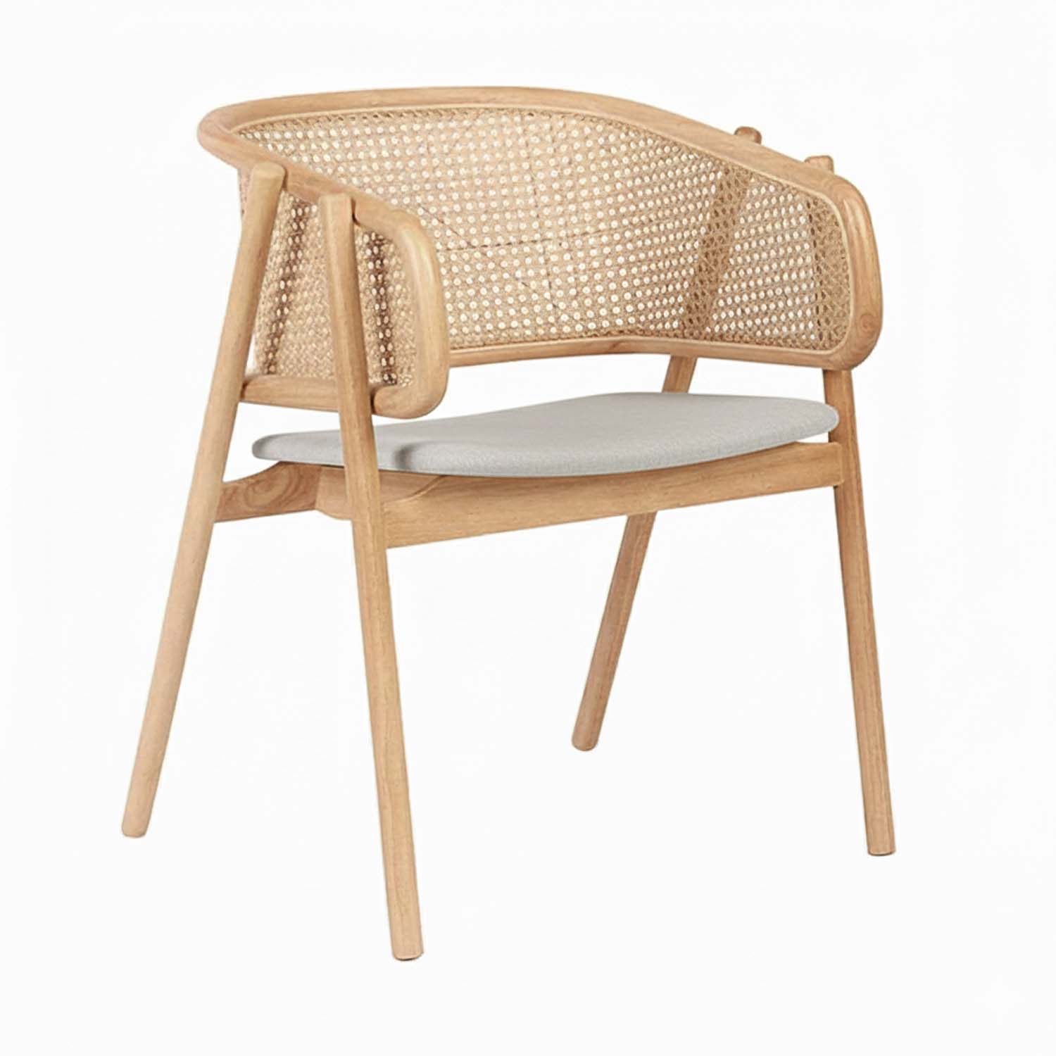 Chinna Rattan Armchair with Cushion (Natural Light Gray Fabric)