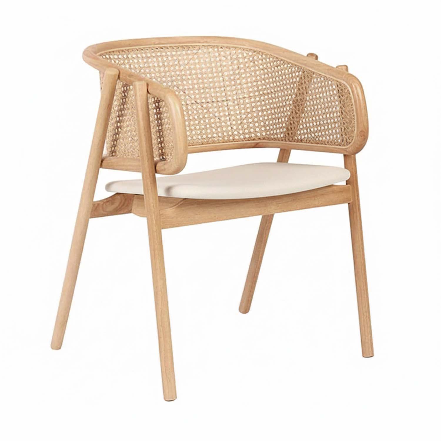 Chinna Rattan Armchair with Cushion (Natural Off White Fabric)