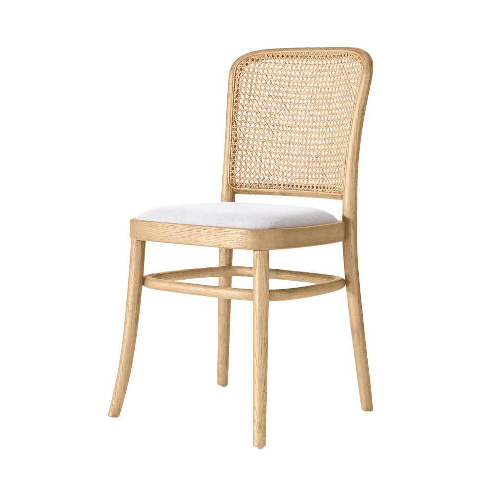 Charvi Rattan Side Chair with Cushion (Natural Off White Fabric)