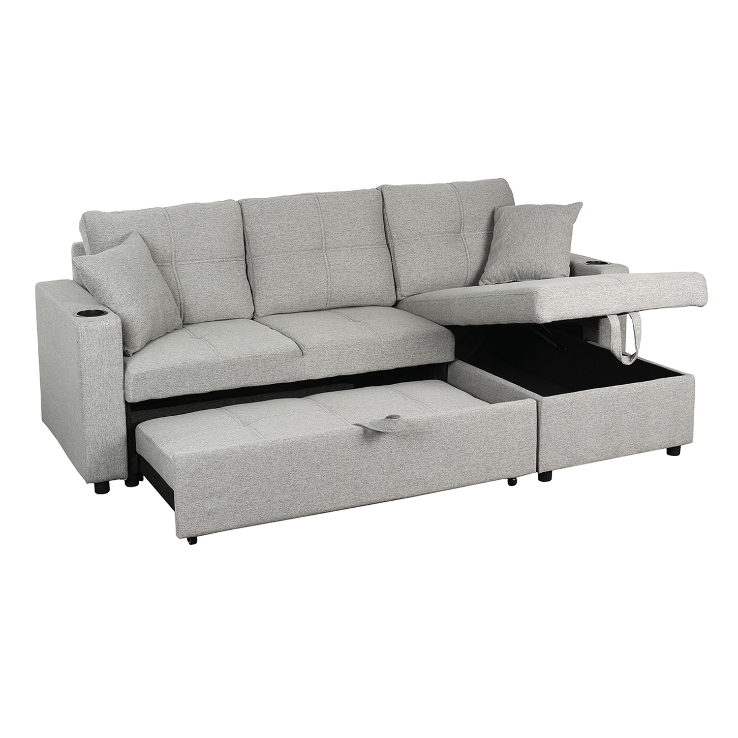 Bemmin Chaise Sofabed with Storage (Light Gray)
