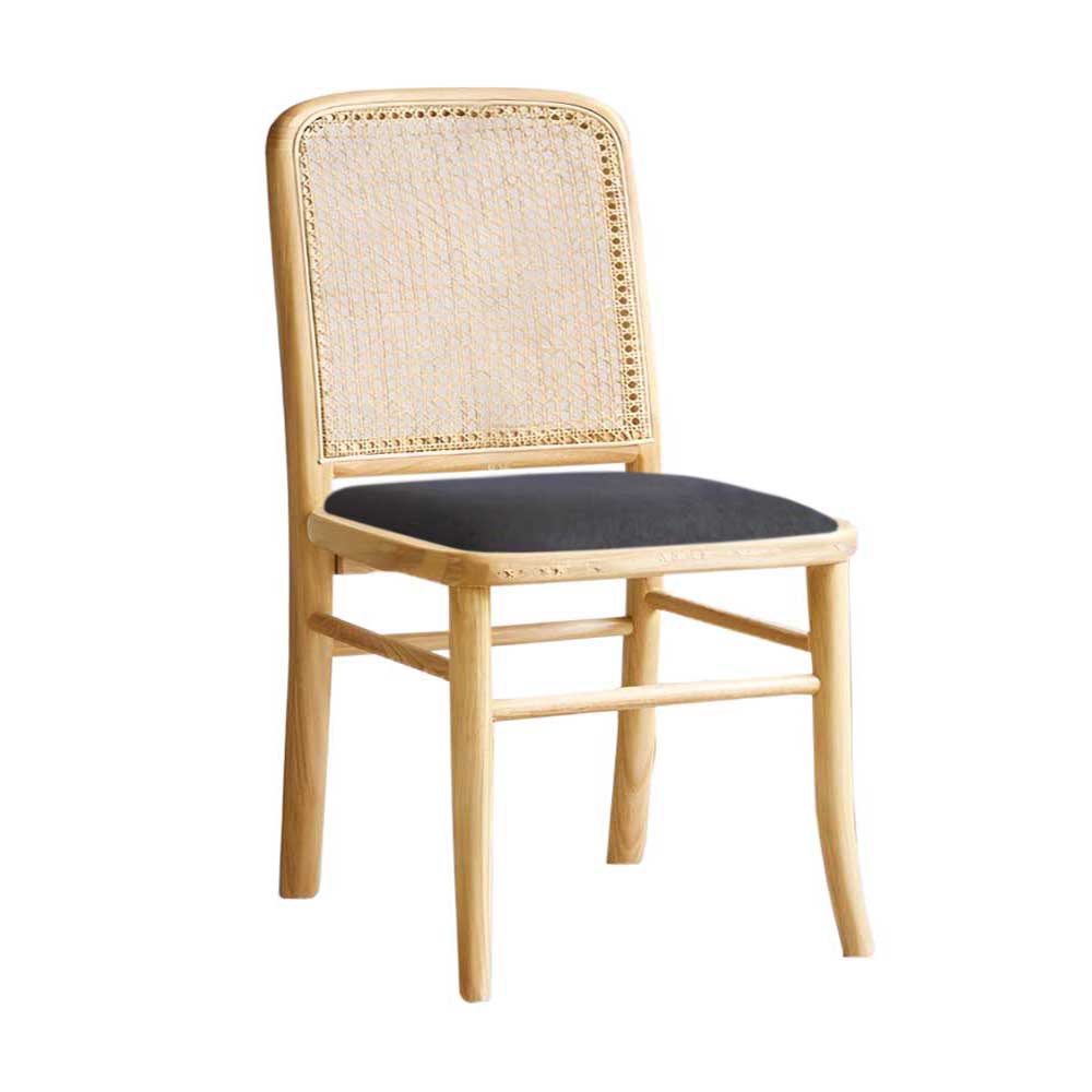 Chardan Rattan Side Chair with Cushion (Natural-Black)