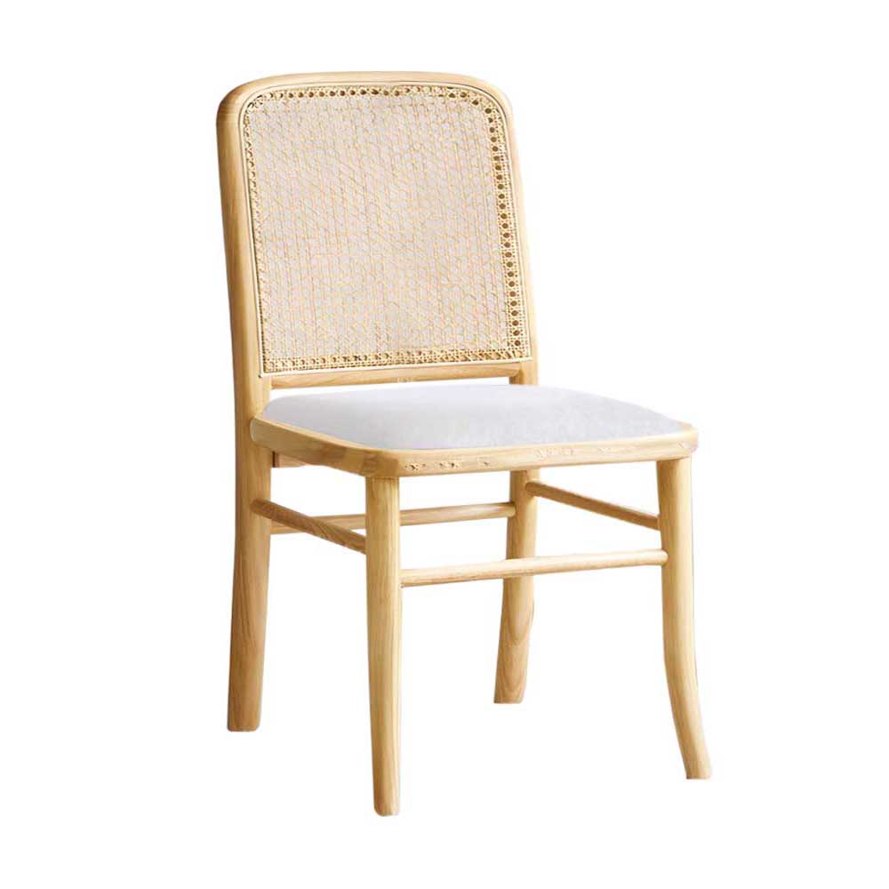 Chardan Rattan Side Chair with Cushion (Natural-Off White)
