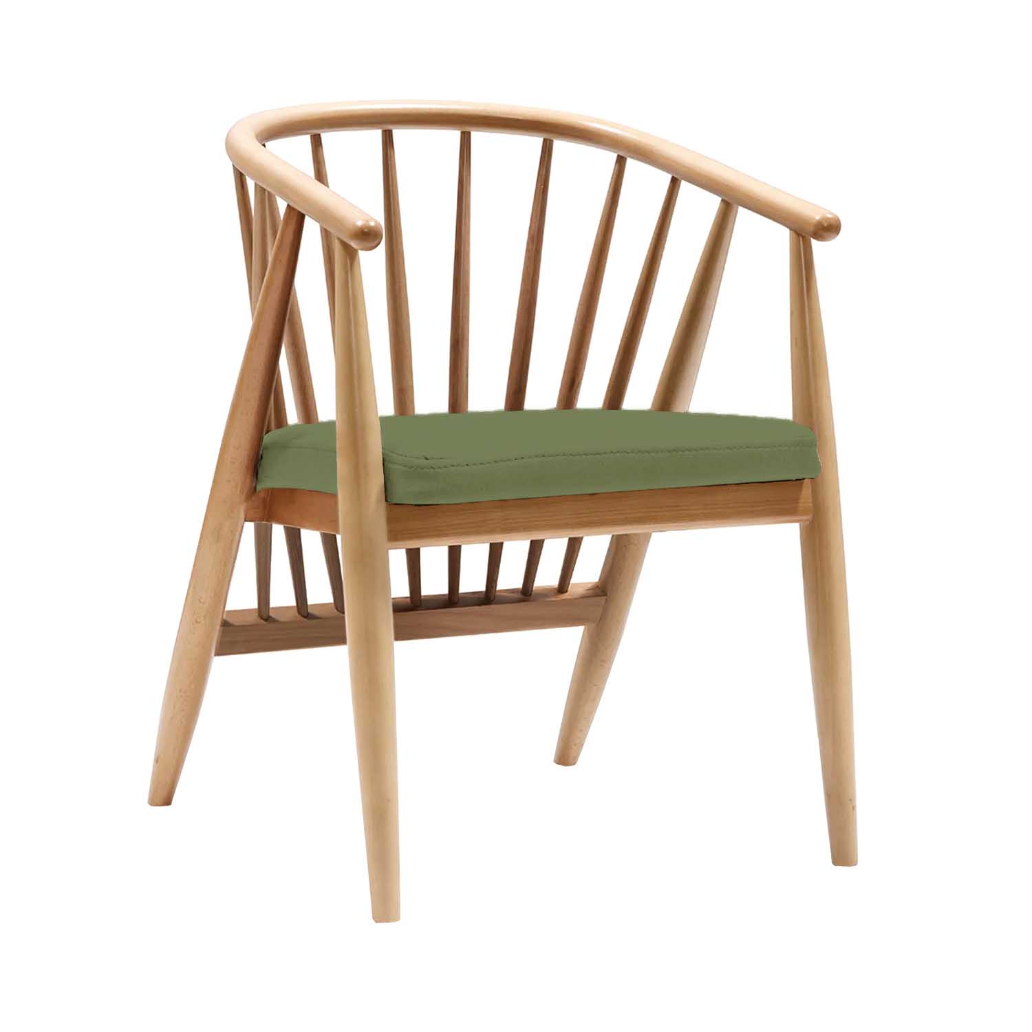 Chambel Wood Accent Chair (Natural-Green Faux Leather)